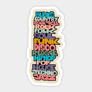 Soul, Funk, Disco, House and other Music Styles.  - Super stylish funky Design! Sticker